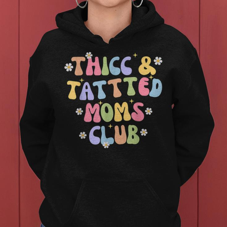 Thicc And Tatted Moms Club Mommy Groovy Women Hoodie