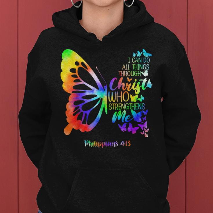 I Can Do All Things Through Christ Butterfly Religious Women Women Hoodie
