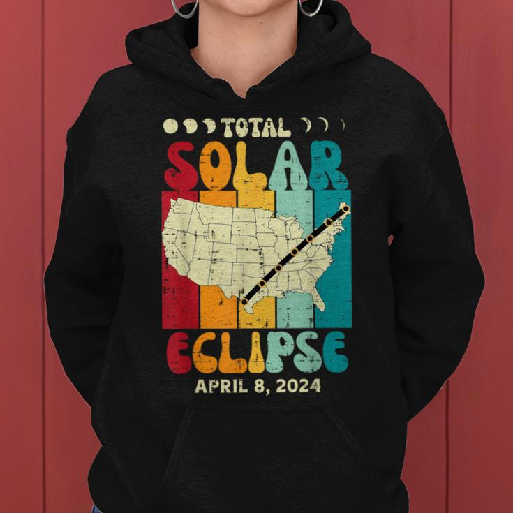 Total Solar Eclipse Usa Map Retro April 8 2024 Kid Women Hoodie