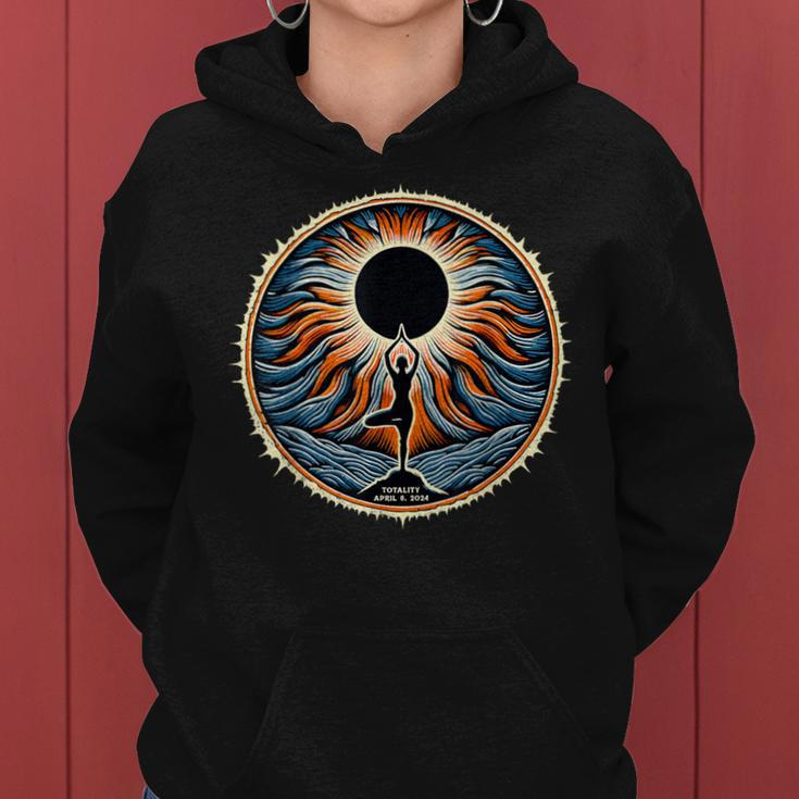 Totality April 8 2024 Total Solar Eclipse Yoga Women Hoodie