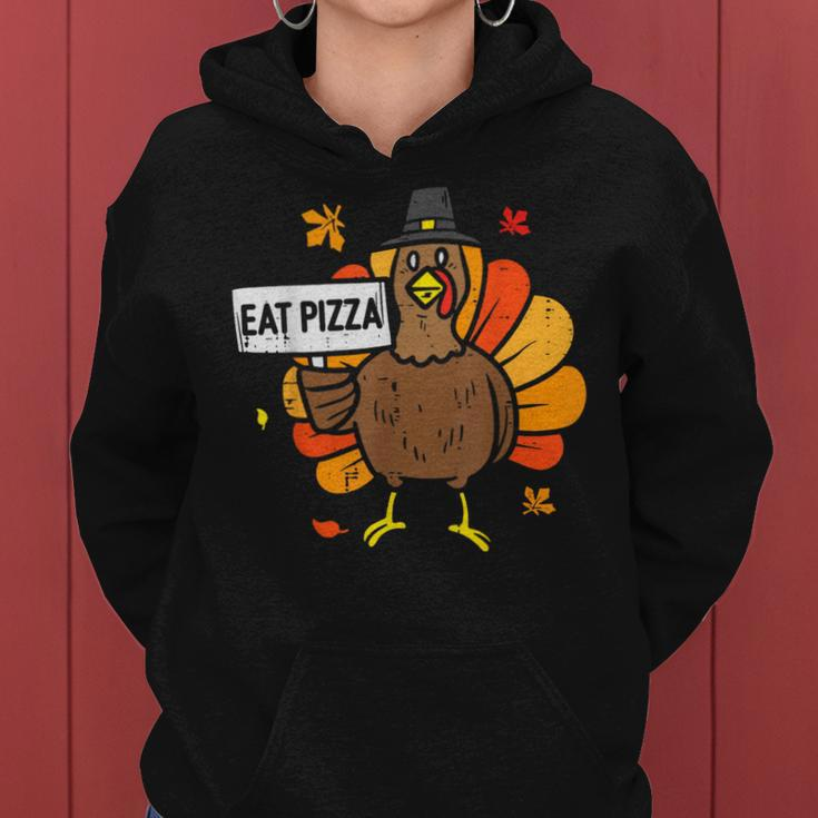 Turkey Eat Pizza Thanksgiving Party Kid Women Hoodie