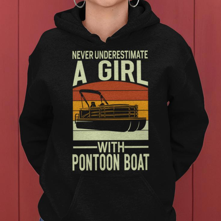 Never Underestimate A Girl With A Pontoon Boat Captain Women Hoodie