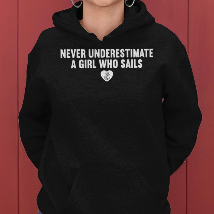 Never Underestimate A Girl Who Sails Quotes Girl Sails Women Hoodie