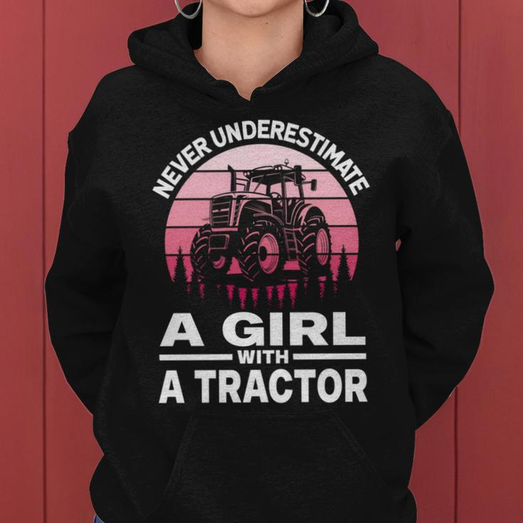 Never Underestimate A Girl With A Tractor Farmer Women Hoodie