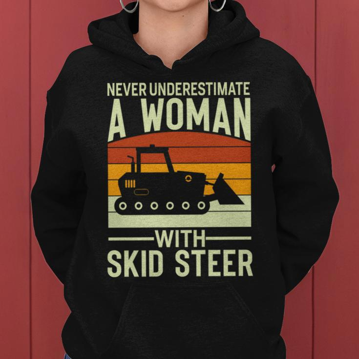 Never Underestimate A Woman With A Skid Sr Construction Women Hoodie