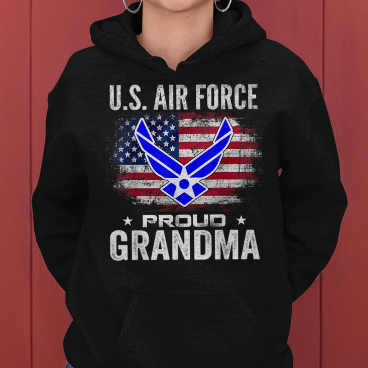 Us Air Force Proud Grandma With American Flag Veteran Women Hoodie