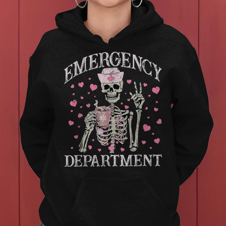 Valentine Er Nurse Emergency Department Room Skeleton Nurse Women Hoodie