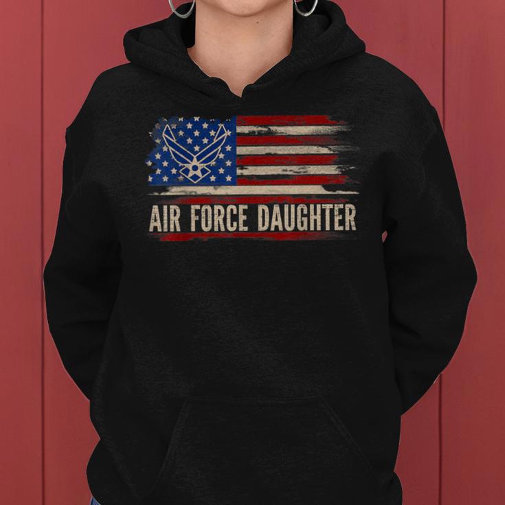 Vintage Air Force Daughter American Flag Veteran Women Hoodie