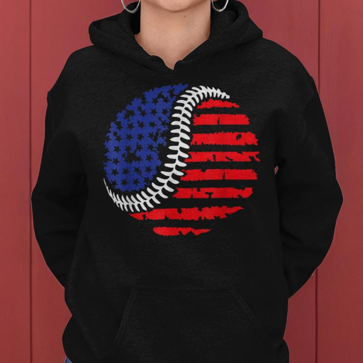 Vintage Baseball American Flag For Boys Girls Women Women Hoodie