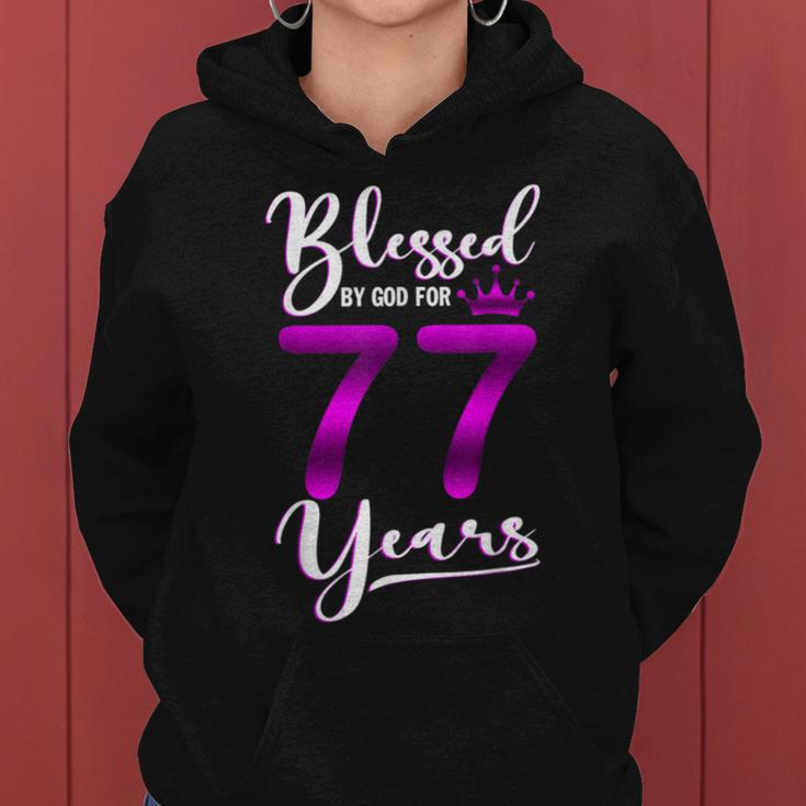 Vintage Blessed By God For 77 Years Old Happy 77Th Birthday Women Hoodie