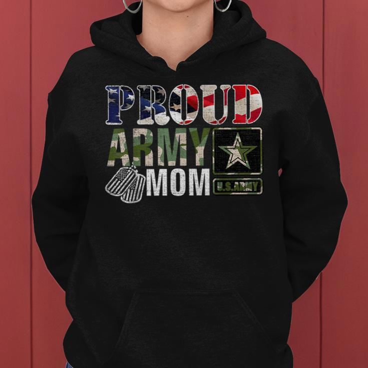 Vintage Proud Army Mom Camo With American Flag Women Hoodie