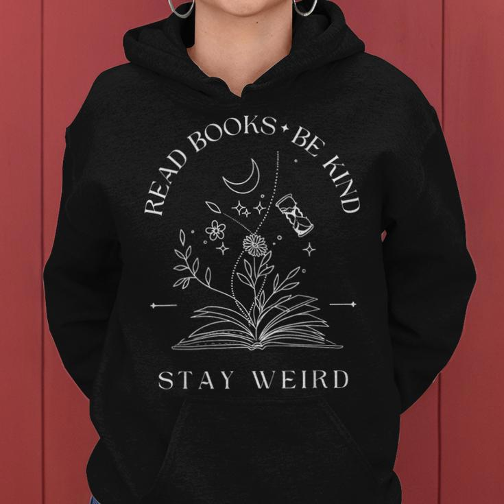 Vintage Read Books Be Kind Stay Weird Floral Crystals Moon Women Hoodie