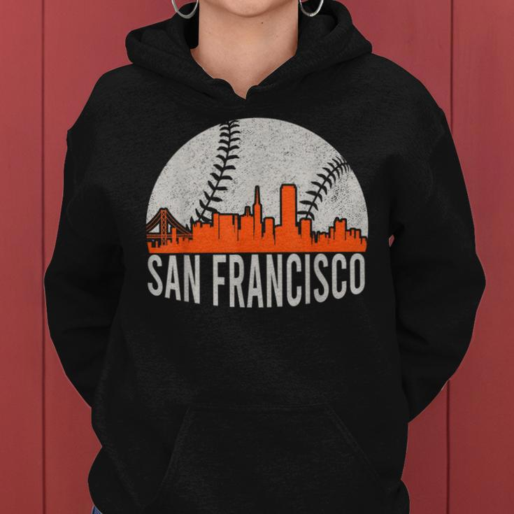 Vintage San Francisco Skyline Baseball Present Women Women Hoodie