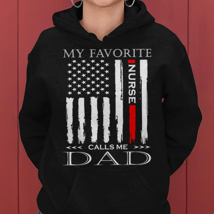 Vintage Usa Flag Fathers Day Dad From Daughter Nurse Women Hoodie