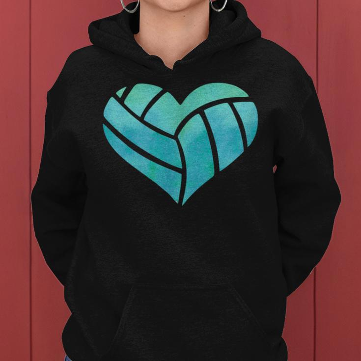 Volleyball Heart Teal Watercolor For A Girl Women Hoodie
