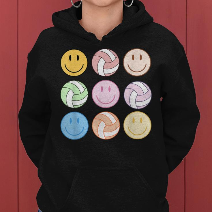 Volleyball Vibes Smile Face Hippie Volleyball Girls Women Hoodie