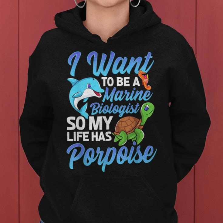I Want To Be A Marine Biologist Pun Sea Turtle Lover Women Hoodie