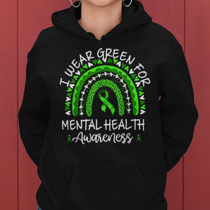 I Wear Green For Mental Health Awareness Month Rainbow Women Hoodie