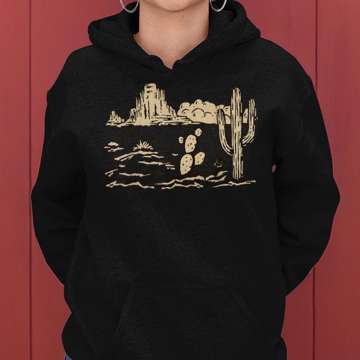 Western Desert Vintage Cactus Graphic Cowgirl Casual Women Hoodie