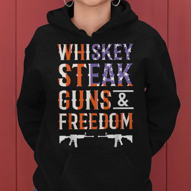 Whiskey Steak Guns & Freedom Whisky Alcohol Steaks Bbq Women Hoodie