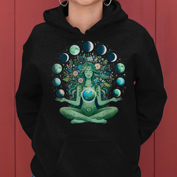 Witchy Nature Goddess Mother Earth Day Moon Phases Aesthetic Women Hoodie
