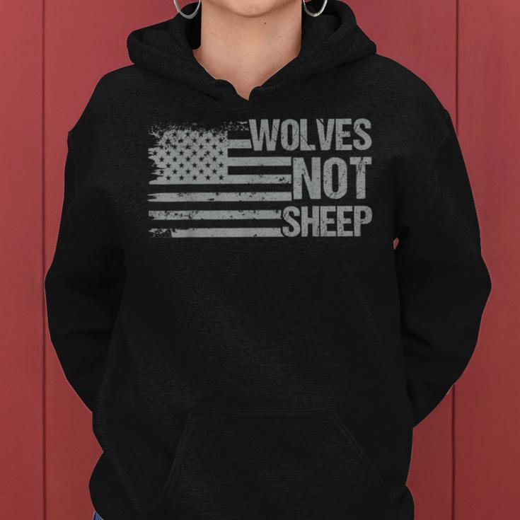 Wolves Not Sheep Patriot American Flag Patriotic Women Women Hoodie