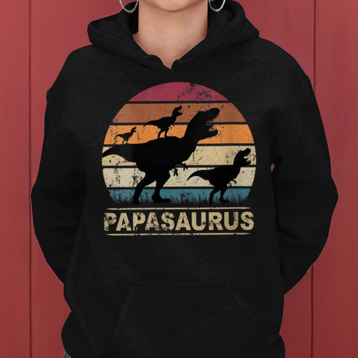 Women's Papasaurus Dinosaur Papaon Drei Kinder Dino Treble With-Neck Kapuzenpullover für Damen