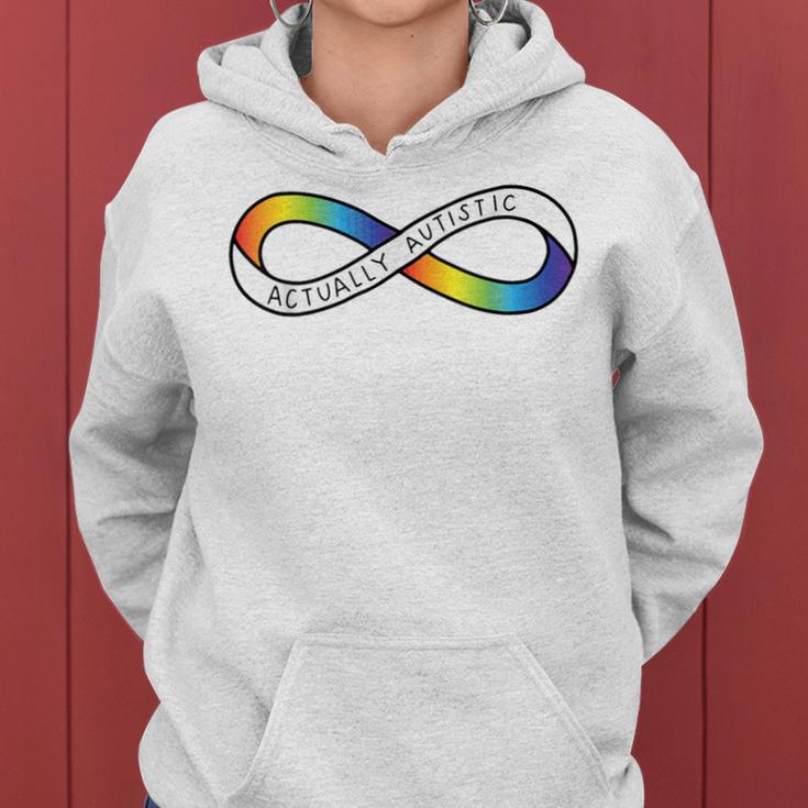 Actually Autistic Rainbow Infinity Neurodiversity Pride 2 Women Hoodie