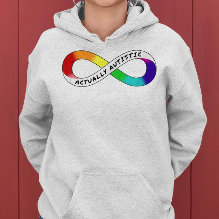 Actually Autistic Rainbow Infinity Neurodiversity Pride Women Hoodie