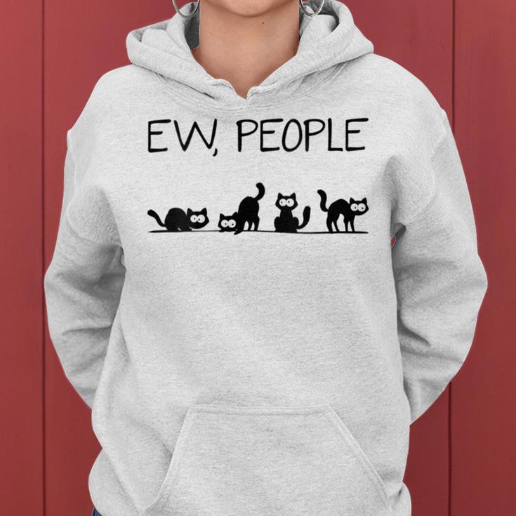 Black Cat Ew People Meow Mom And Dad Cat Lovers Women Hoodie