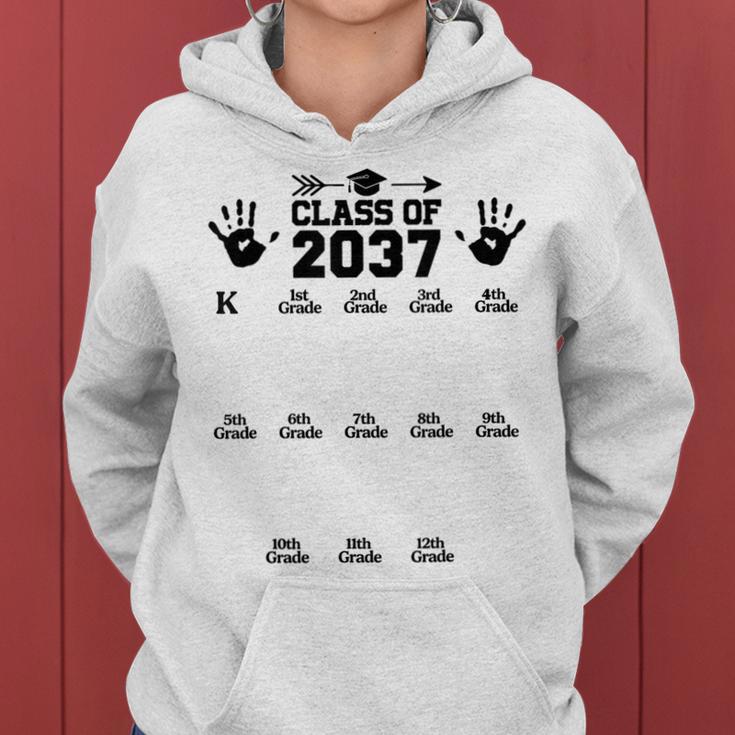 Class Of 2037 Grow With Me Handprint Pre-K 12Th Grade Women Hoodie