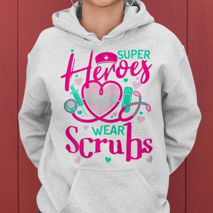 Super Heroes Wear Scrubs Valentine's Day Nursing Nurse Women Hoodie