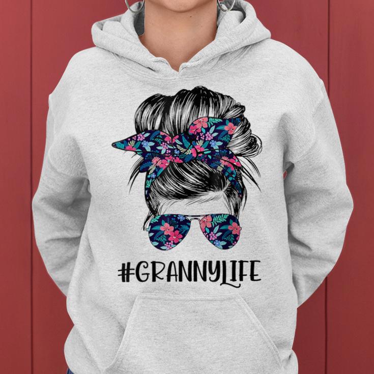 Granny Life Messy Hair Bun Flower Mother's Day Women Hoodie