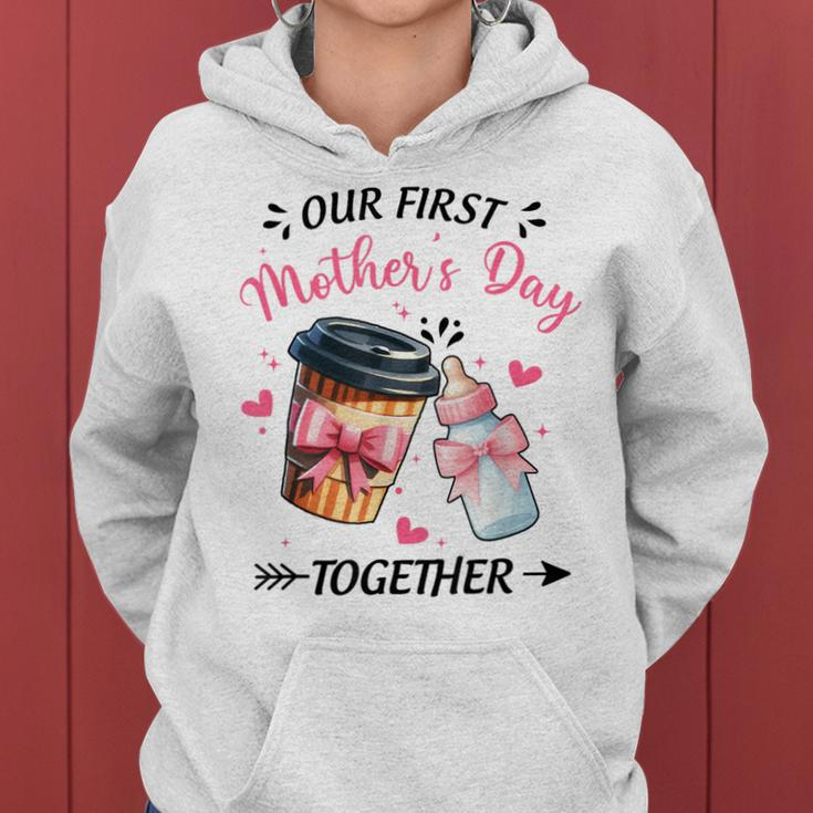 Groovy Our First Mother's Day Coffee Baby Milk Bottle Women Women Hoodie