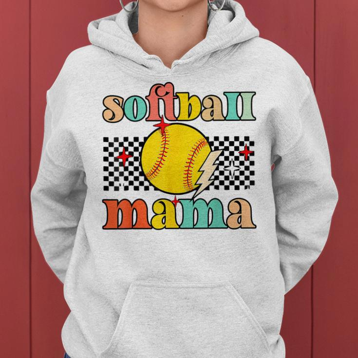 Groovy Retro Softball Mom Mama Sport Lover Women Hoodie