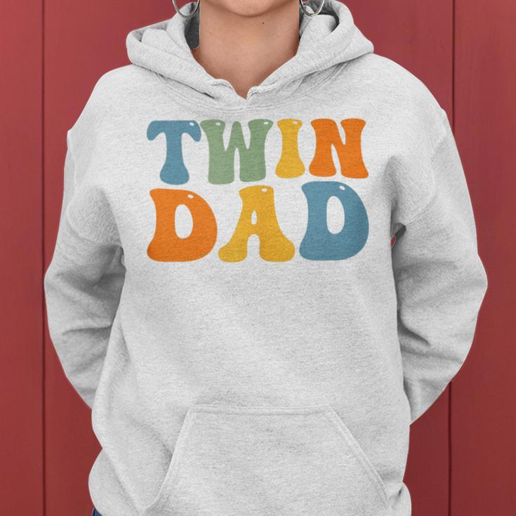 Groovy Twin Daddy Father's Day For New Dad Of Twins Women Hoodie
