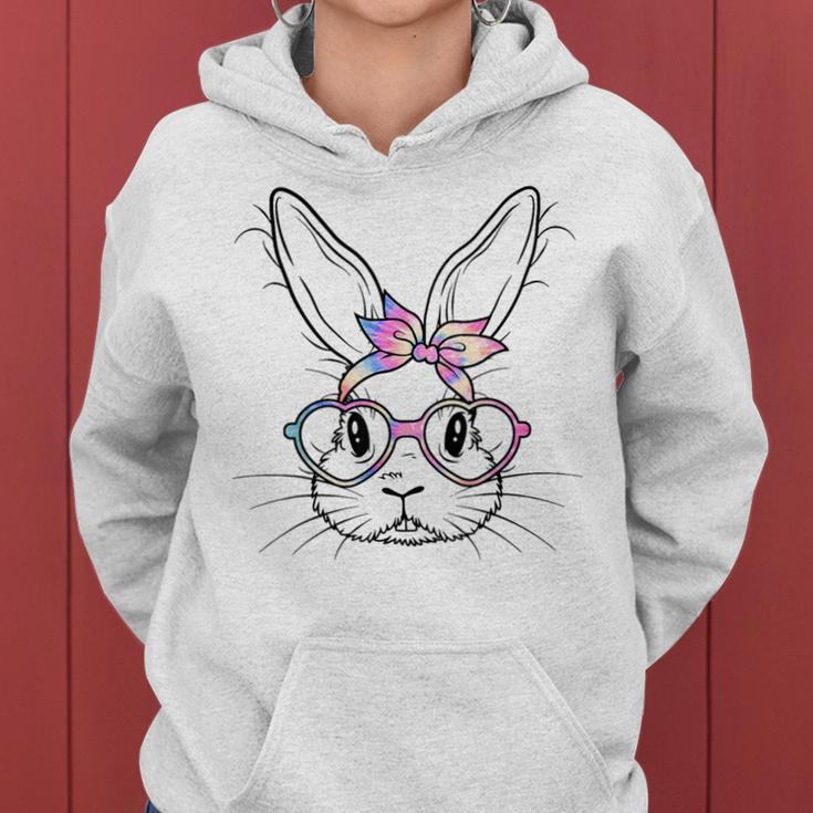 Happy Easter Cute Bunny Face Tie Dye Glasses Rabbit Girl Kid Women Hoodie