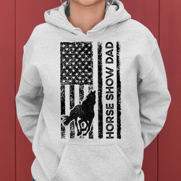 Horse Show Dad American Flag Equestrian Father Women Hoodie