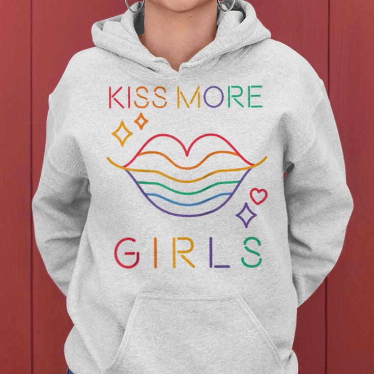 Kiss More Girls Lgbt Cute Lesbian Lips Pride Month Women Hoodie