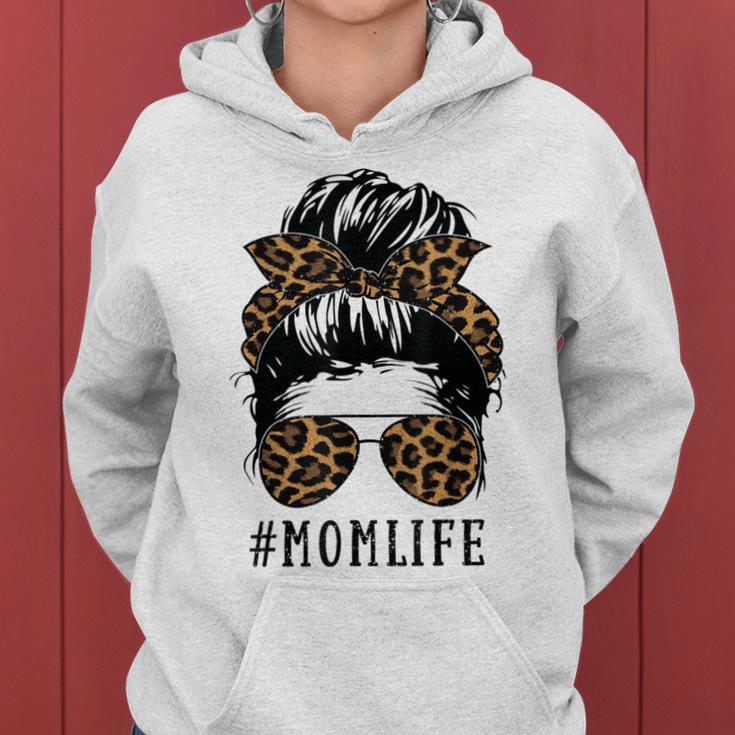 Momlife Messy Bun Leaopard Skin For Mum Life Kapuzenpullover für Damen