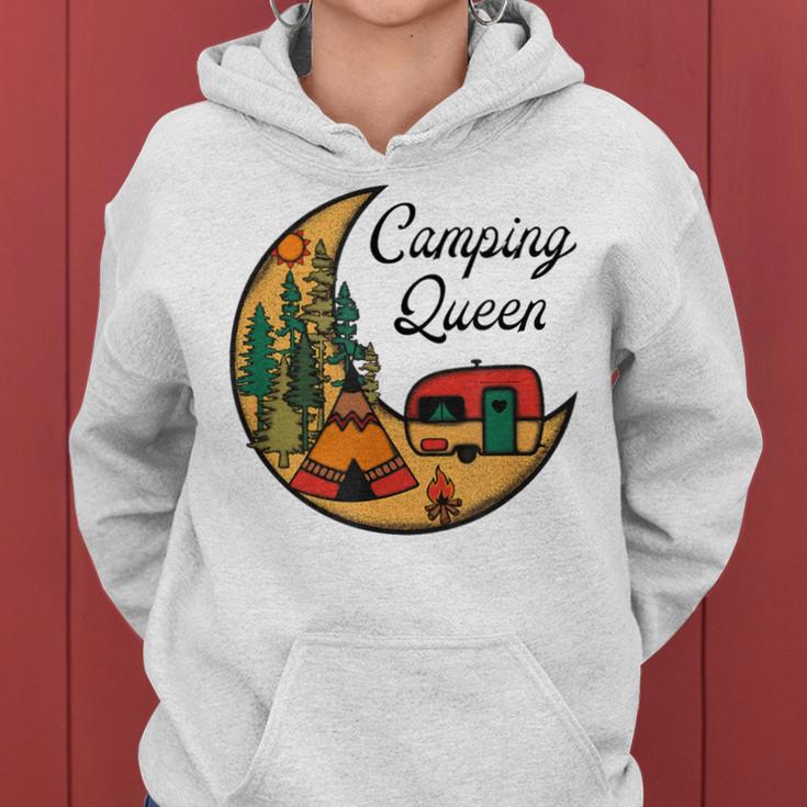 Mond Camping Queen Grafik Damen Outfit Für Camper Mama Kapuzenpullover für Damen