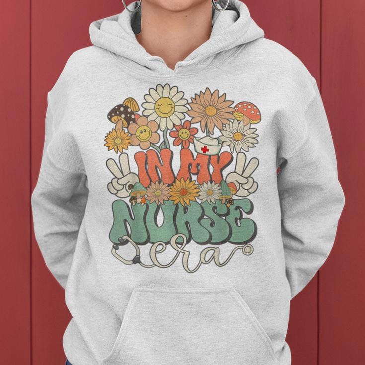 In My Nurse Era Floral Hippie Groovy Retro Daisy Nurse Women Hoodie