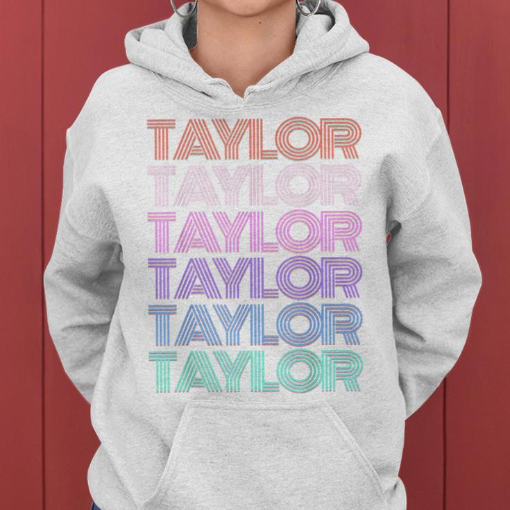 Retro Taylor Girl Boy First Name Pink Groovy Birthday Party Women Hoodie