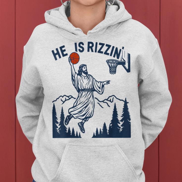 He Is Rizzin Easter Basketball Christian Religious Women Hoodie