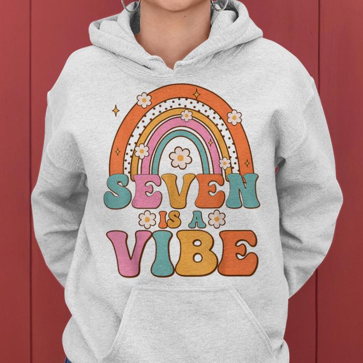 Seven Is A Vibe 7Th Birthday Rainbow Groovy Boys Girls Women Hoodie