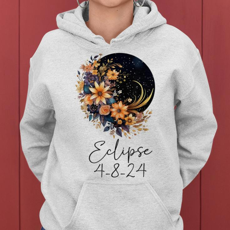 Solar Eclipse With Floral Flowers Women Hoodie