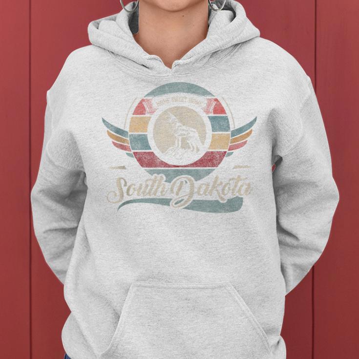 South Dakota Vintage State Animal Coyote Sweet Home Boho Women Hoodie