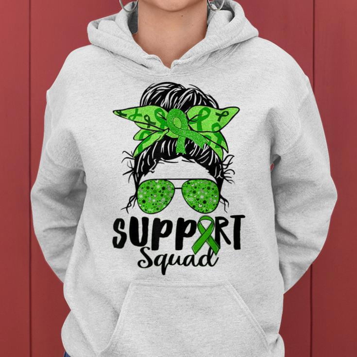 Support Squad Messy Bun Green Ribbon Mental Health Awareness Women Hoodie
