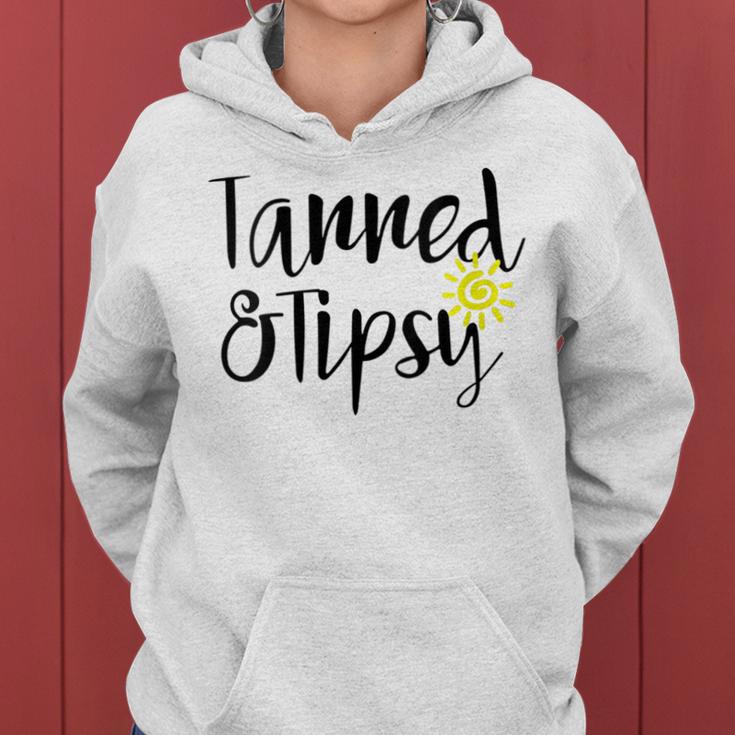 Tanned And Tipsy Summer Party Saying Humor Women Hoodie