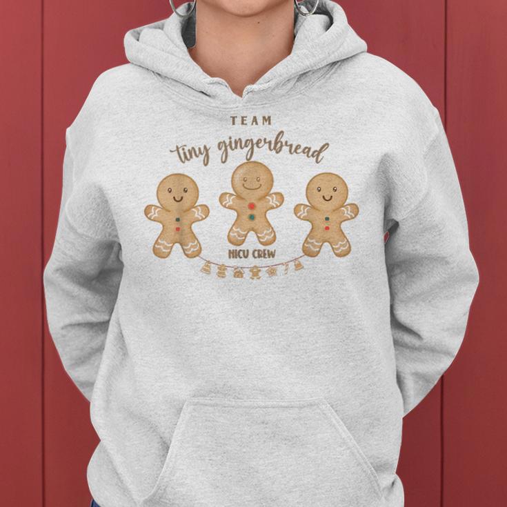 Team Tiny Gingerbread Nicu Crew Neonatal Icu Nurse Christmas Women Hoodie